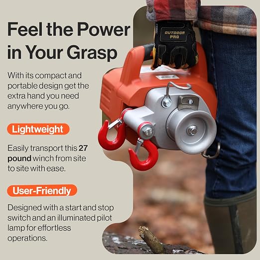 SuperHandy Electric Portable Capstan Winch, Brushless Motor, 1000-2000 lbs Max - Image 7