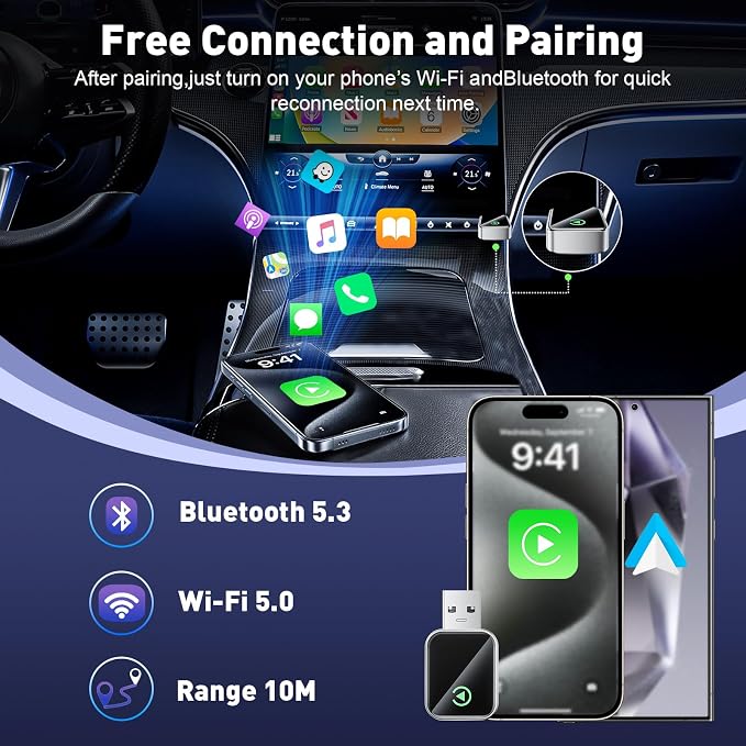 Wireless CarPlay Adapter for Apple iPhone, Fast Auto-Connect, No Latency - Image 3
