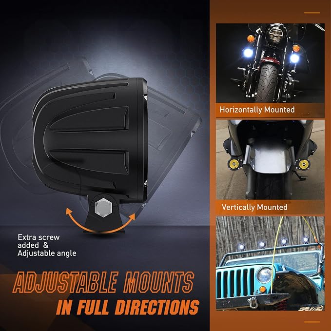 Nilight Motorcycle LED Pods 2 PCS 3 Inch Spot Round Offroad Fog Light 1065LM - Image 7