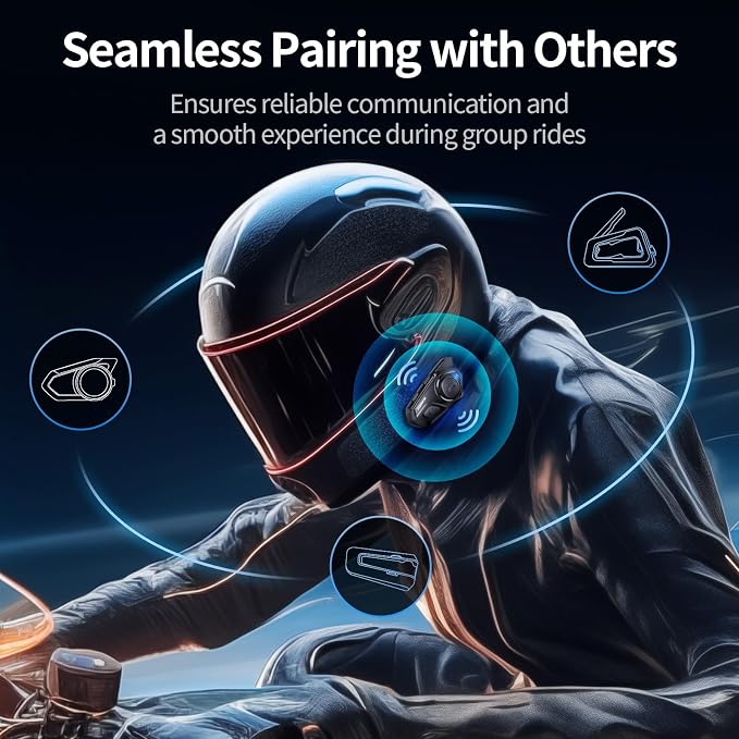 Motorcycle Helmet Bluetooth Headset, 10 Way 2KM Helmet Communication System - Image 5