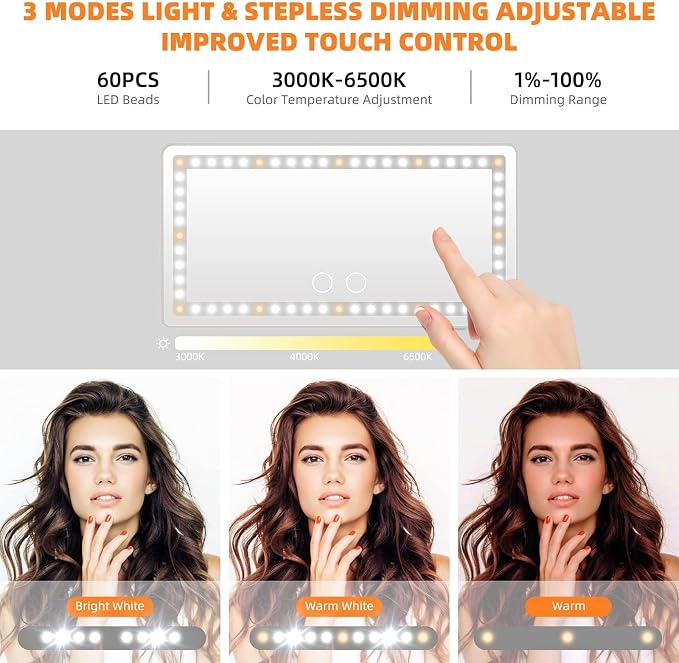 Car Sun Visor Vanity Mirror, Rechargeable Makeup Mirrors - Image 3