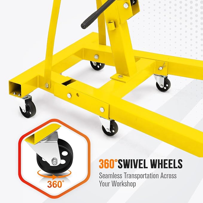 2 Ton Engine Hoist, Hydraulic Cherry Picker Engine Hoist Lift, 4400LBS Heavy - Image 4