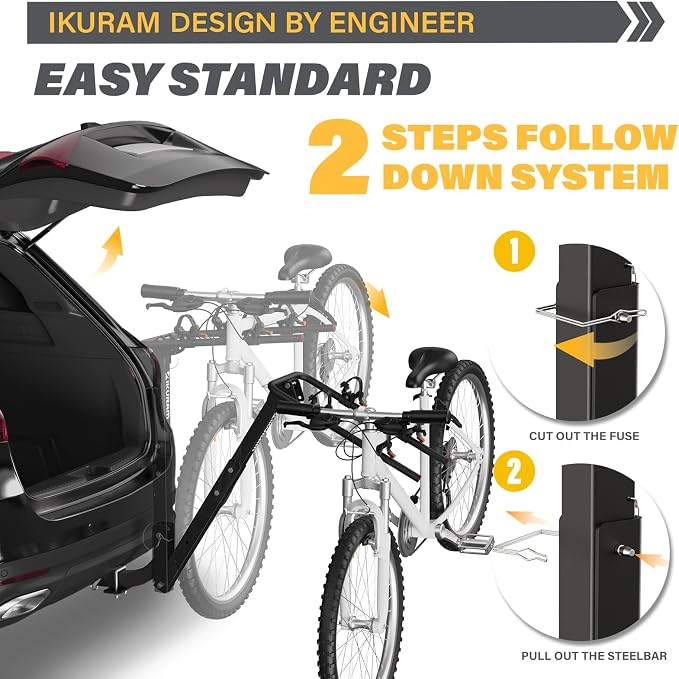 2 Bike Rack Bicycle Carrier Racks Hitch Mount Double Foldable Rack - Image 5