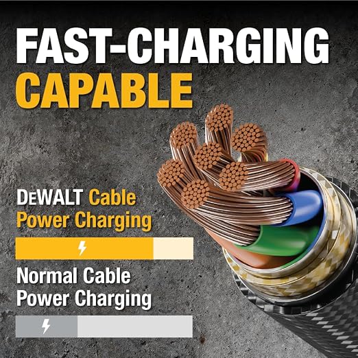 DEWALT Heavy Duty Lightning to USB A Cable — Reinforced Braided Cable - Image 4