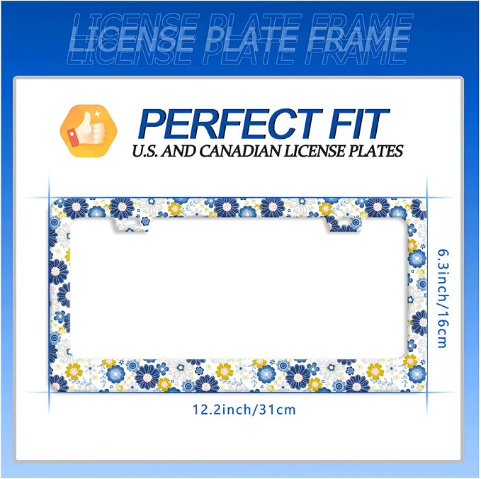 White Blue Hippie Flowers License Plate Frame Colorful Floral License Plate - Image 7