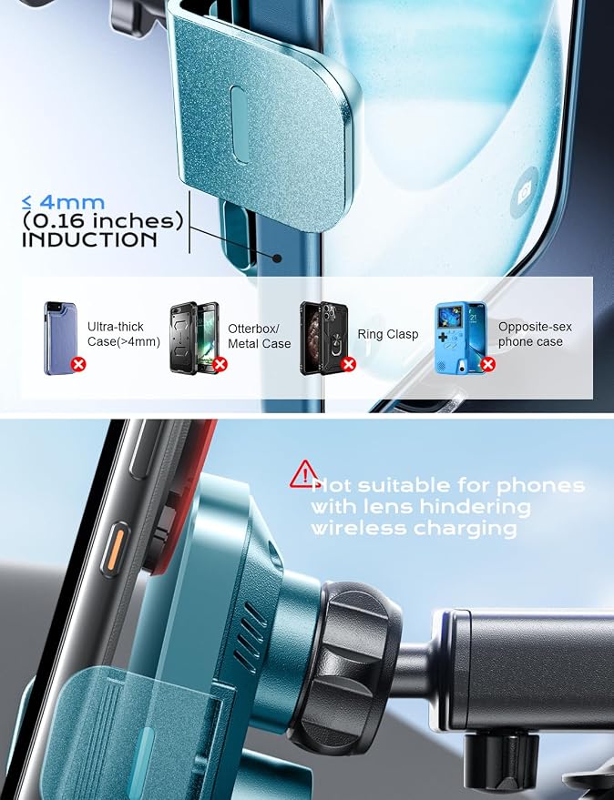 CHGeek Wireless Car Charger, 15W Fast Charging Auto Clamping Car Charger Phone - Image 4