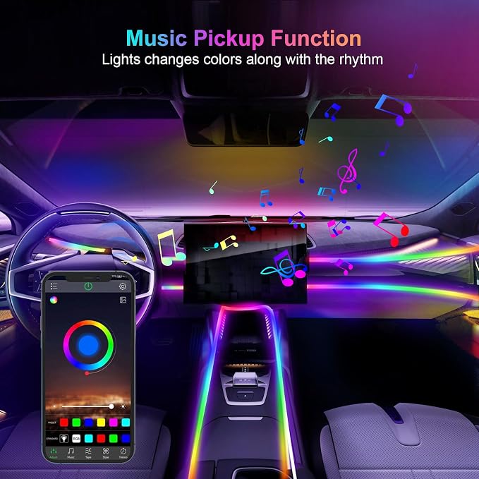 Acrylic 6 in 1 Car LED Lights Interior, RGB Ambient Lighting Car - Image 4
