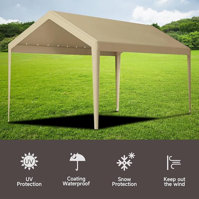 Rutile 12 x 20 FT Carport Replacement Cover, Heavy Duty Car Tarp Canopy Tent - Image 4