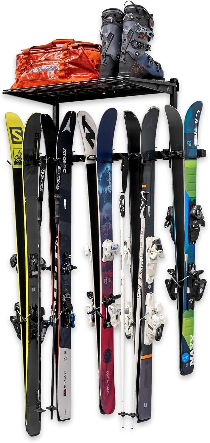 StoreYourBoard Lone Peak Ski Storage Rack and Wall Shelf, Holds 5 Pairs of Skis by StoreYourBoard