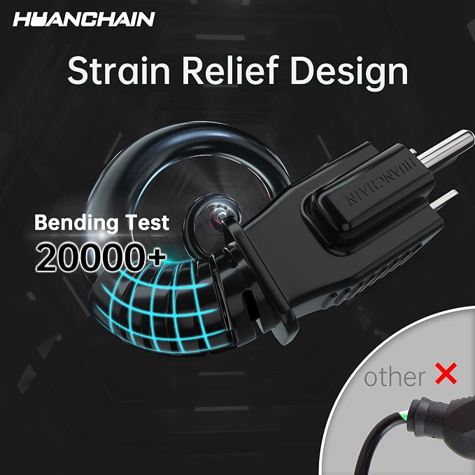 HUANCHAIN Indoor Outdoor Black Extension Cord 20 ft Waterproof, 16/3 Gauge - Image 2