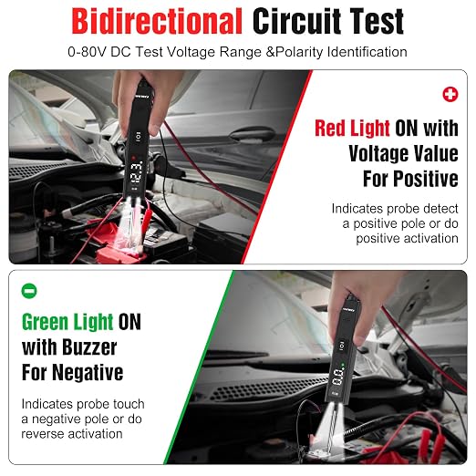 Car Circuit Tester, 12V & 24V DC Automotive Test Light, LED Power Circuit Probe - Image 3