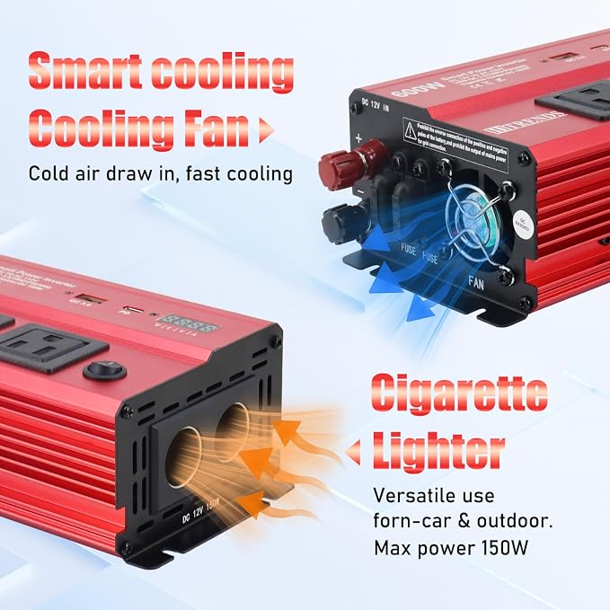 HITRENDS 600W Car Inverter, 12V DC to 110V AC, - Image 7
