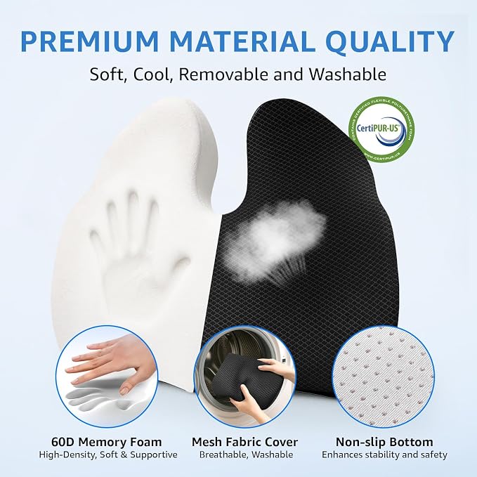 Extra Large Office Chair Cushion, Sciatica & Hip Pain Relief, Booster Pad - Image 5