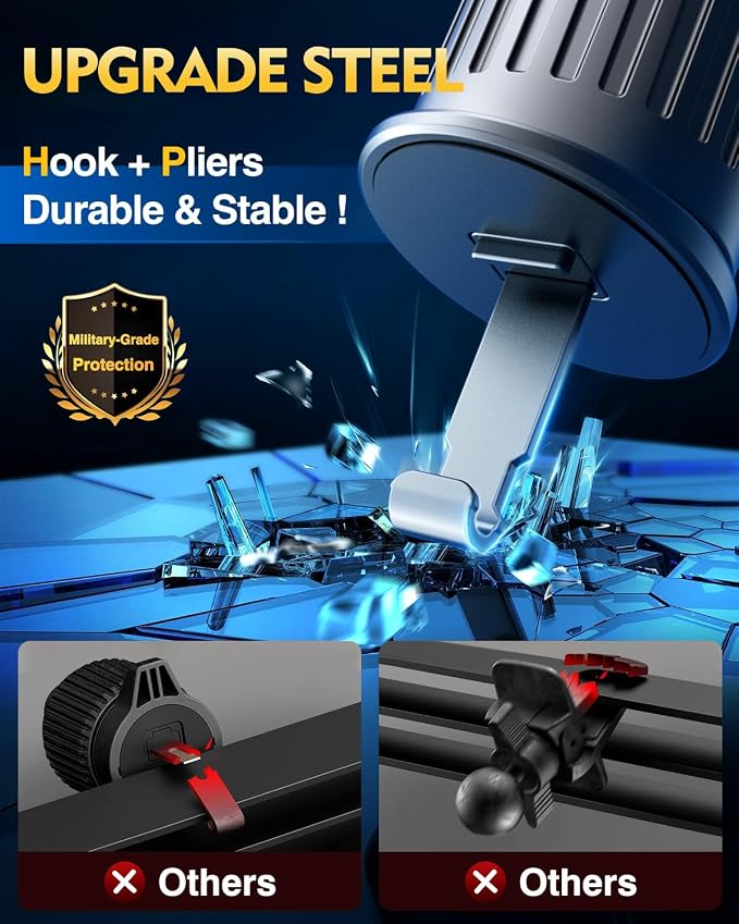 New Upgraded Phone Holders for Your Car Steel-Hook Clip Military-Grade - Image 2