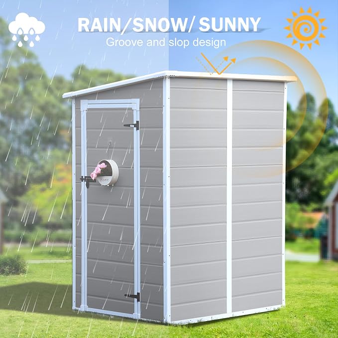 5x4 FT Small Resin Shed, Waterproof Outdoor Shed - Image 6
