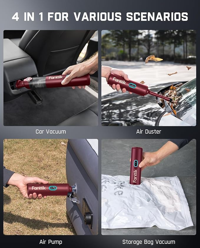 Fanttik Slim V8 APEX Car Vacuum, 4-in-1 Portable Mini Cordless Vacuum - Image 2