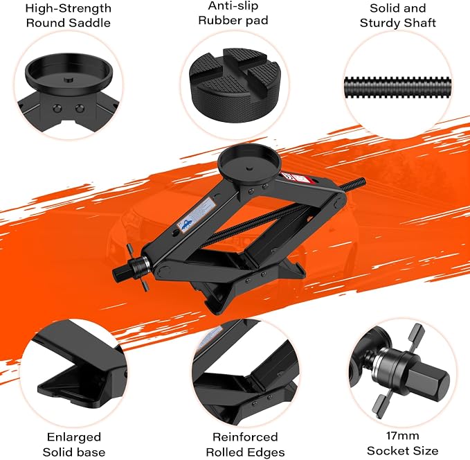 Scissor Jack 3 Ton, 4.1"-18.3" Lifting Car Jack, Heavy Duty Car Jack Kit - Image 4