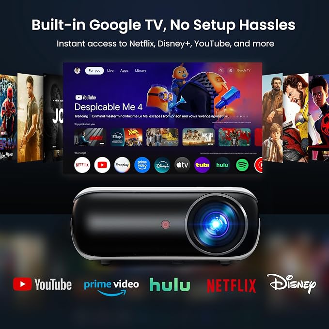 Official Licensed Google TV Smart Projector, HAPPRUN 4K UHD Home Theater - Image 2