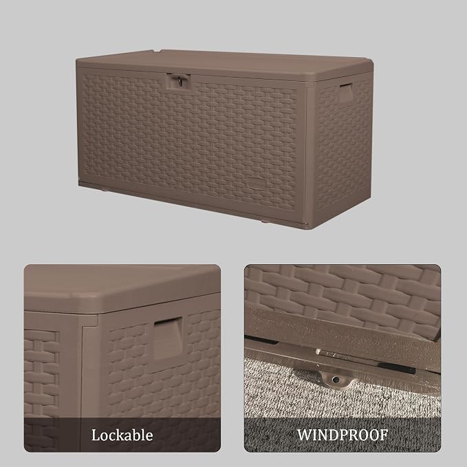 Premium Pro Edition 73 Gallon Lockable Resin Deck Box, Waterproof & - Image 7