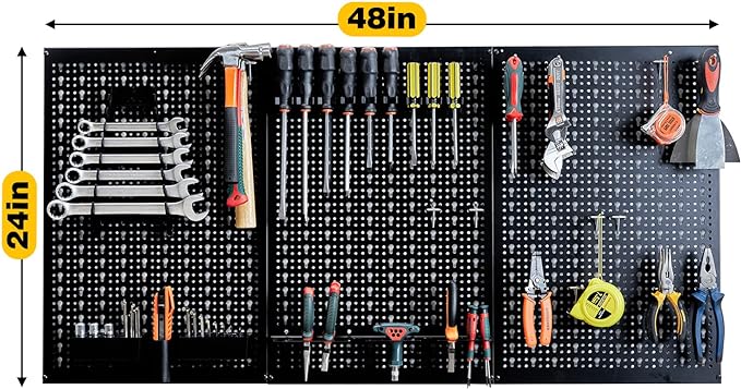 Ultrawall Peg Board Wall Organizer 4 ft. Metal Pegboard Garage Wall Pegboard - Image 3
