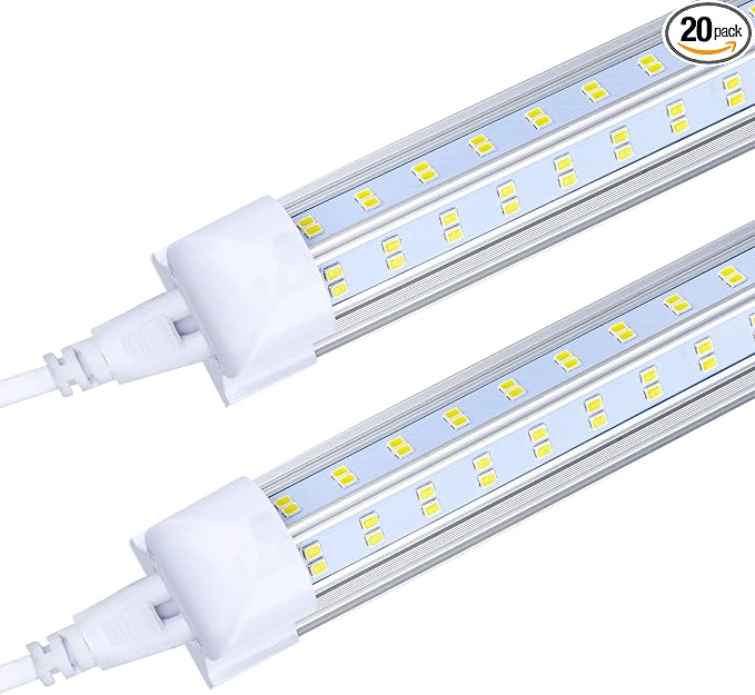 20 Pack 8FT LED Shop Light Fixture, 144W 15500LM 6000K Cool White, High Output by FTUBET