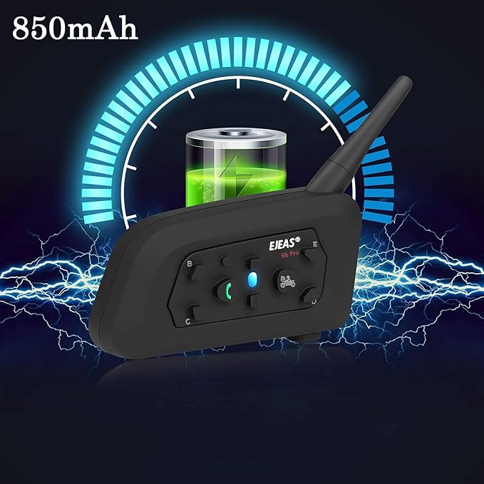 V6 Pro Motorcycle Helmet Bluetooth Intercom Headset 1200M 2 People Full Duplex - Image 4