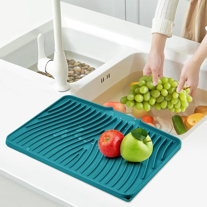 Silicone Dish Drying Mat for Kitchen Counter, Dish Drying Pad, Non-Slip Drain - Image 6
