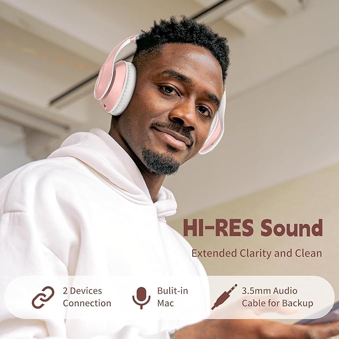 Wireless Bluetooth Headphones Over Ear 65H Playtime HiFi Stereo Headset - Image 2
