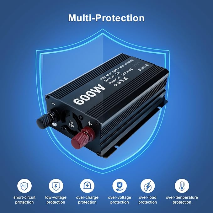 Power Inverter 600W Pure Sine Power Inverter DC 12V to AC 110V Car Converter - Image 3
