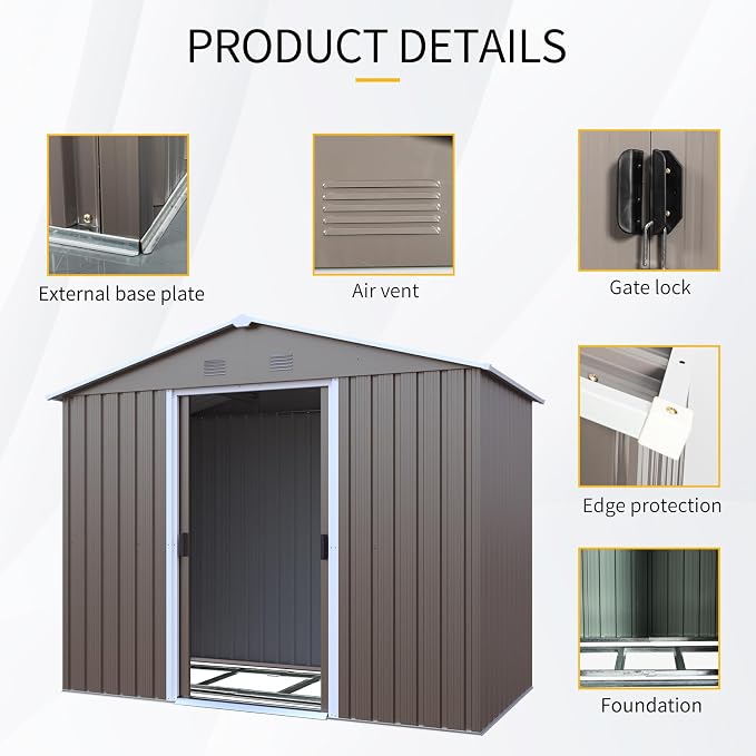 4x8 FT Outdoor Storage Shed, Metal Garden Shed - Image 4
