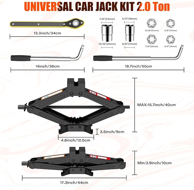 Scissor Jack for Car, 2 Ton Car Jack Kit for Sedan, Universal Tire Changing Kit - Image 7