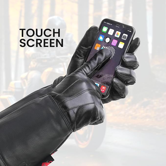 Hugger Women’s Classic Motorcycle Glove Seasonal Wind Stopper Lined Gauntlet - Image 5
