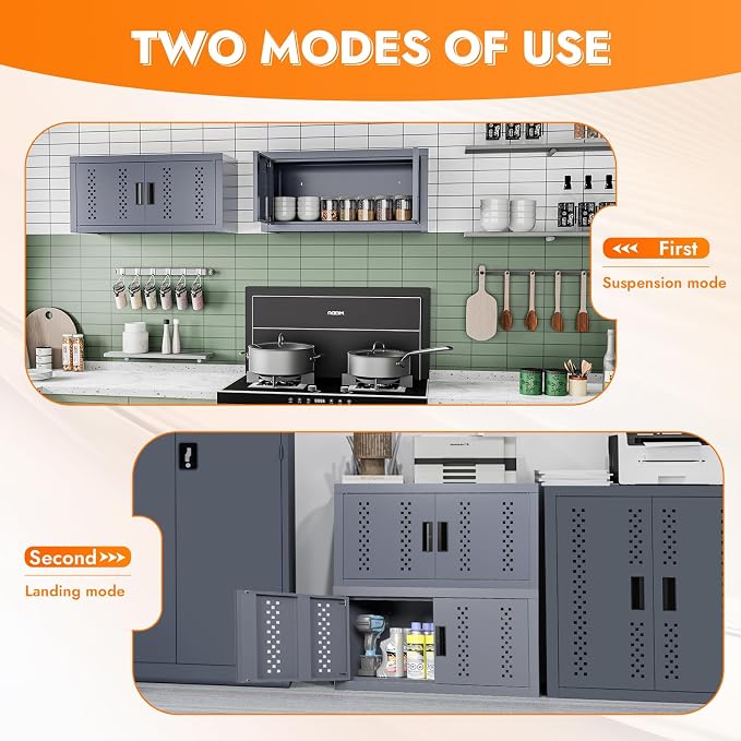Metal Wall Storage Cabinet Steel Wall Mounted Garage Storage Cabinet - Image 6