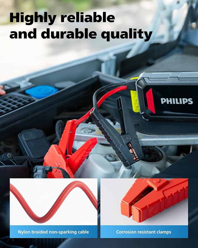 PHILIPS 2300A Car Battery Jump Starter, 12V 16000mAh Portable Lithium Jump - Image 8