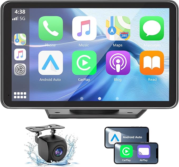 Wireless Car Stereo with Apple CarPlay/Android Auto, Portable Touch Screen Car by Gegaibe