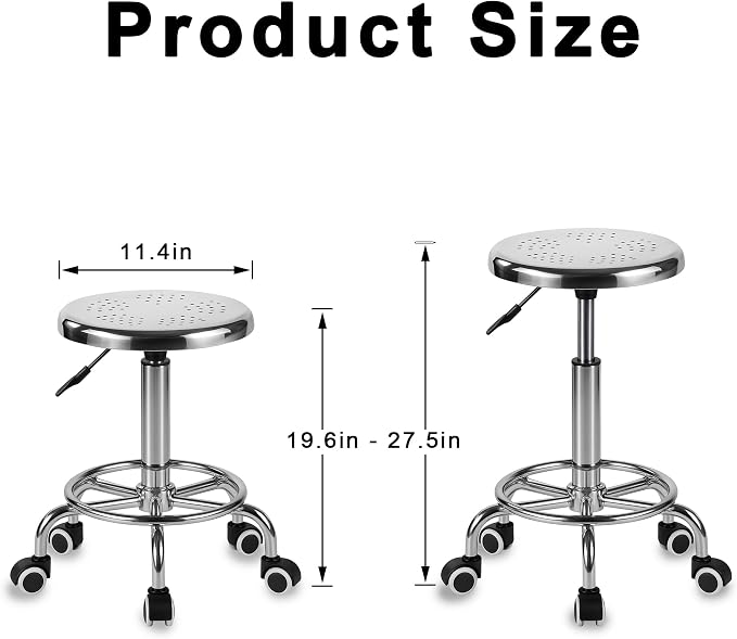 Rolling Stool, Stainless Steel Workbench, Adjustable Swivel Stool Medical 5 - Image 3