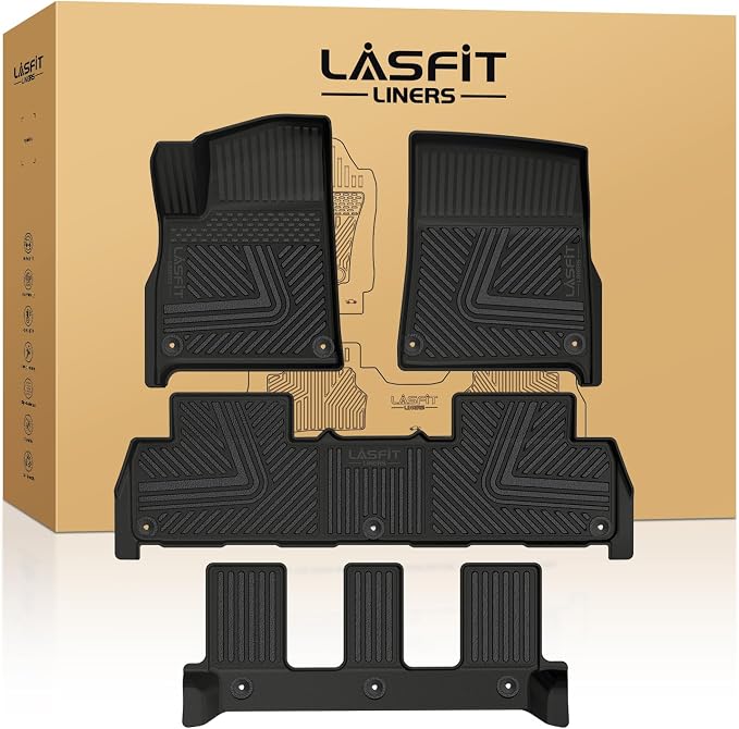 LASFIT Floor Mats for Rivian R1S 2022 2023 2024, All Weather Floor Liner TPE by LASFIT