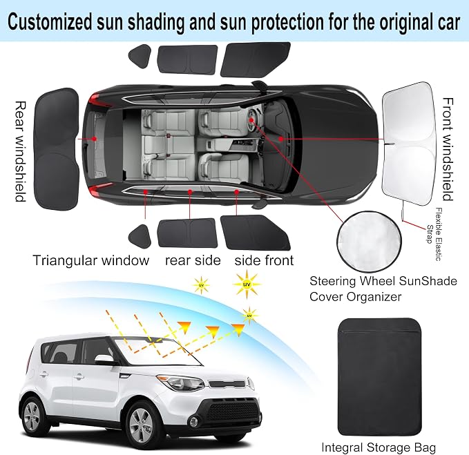 TINGLU Window Shades for Kia Soul 2014-2019 Accessorie Car Side Full Windows - Image 3