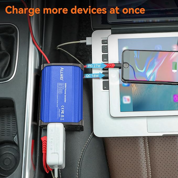 300W Car Power Inverter 12v to 110v, Car Plug in Adapter Outlet - Image 3