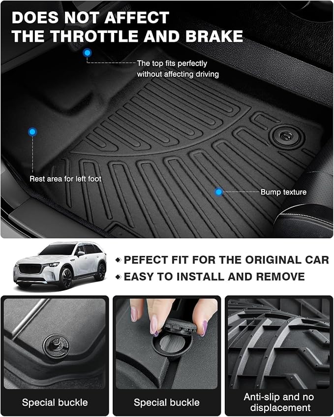 Powerty Floor Mats for 2024 2025 Mazda CX-90 CX90 PHEV Accessories Floor Liners - Image 5