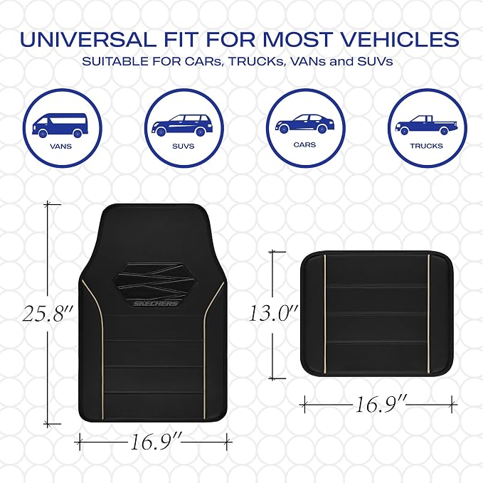 Skechers Memory Foam Car Mats, Leather Piping - Image 6
