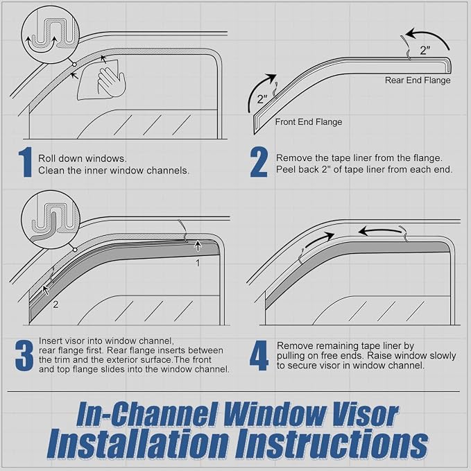 Auto Dynasty 4Pcs Carbon Fiber Pattern Window Visors Compatible - Image 5