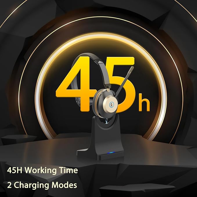 V5.3 Wireless Headset with Mic for Work, 45Hrs Computer Headset with Microphone - Image 5