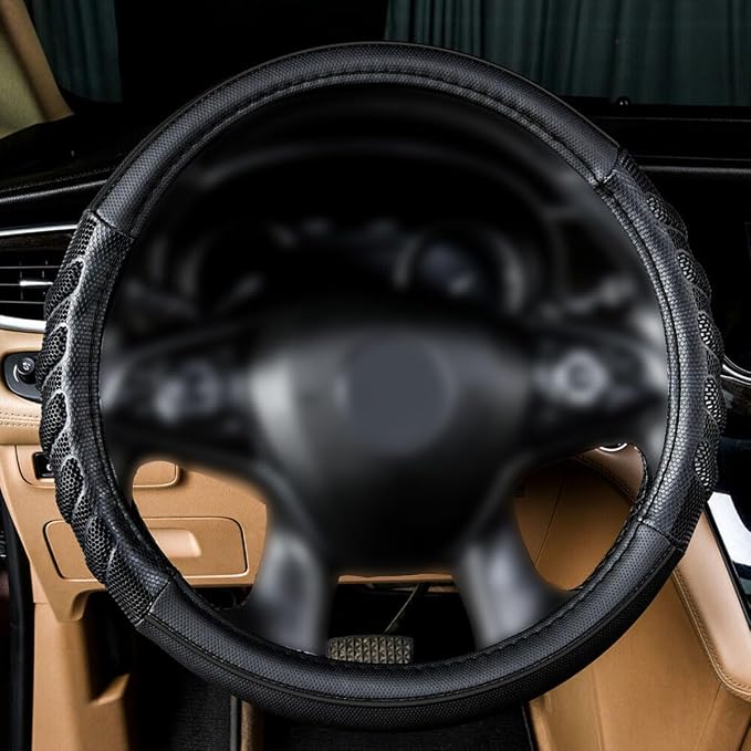 Flying Banner car Steering Wheel Cover Faux Leather Massage Universal fit 3D - Image 2