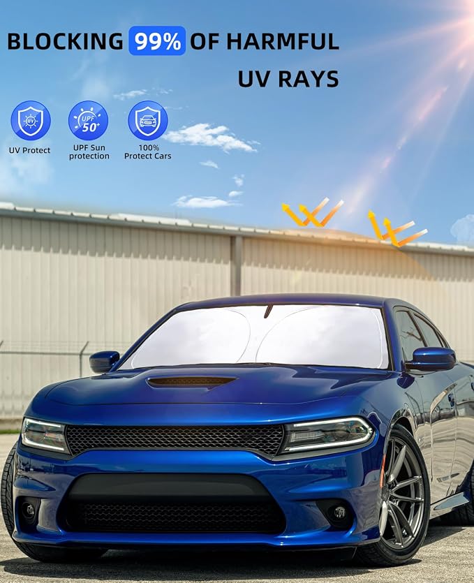 for Charger 2025 Windshield Cover Sunshade Foldable Shield - Image 2