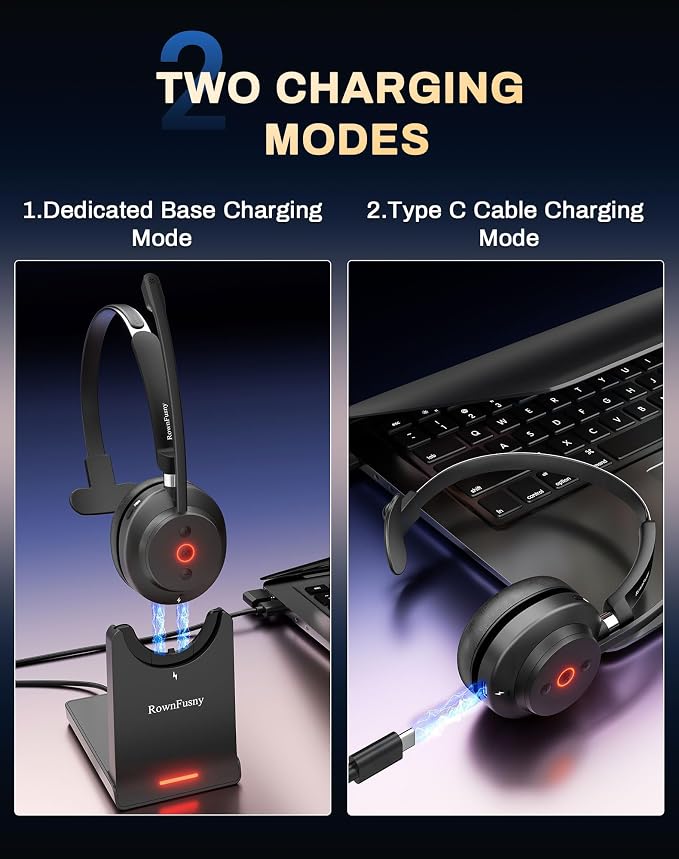 Wireless Headset with Mic for Work, Headset with Microphone for PC, Wireless - Image 8