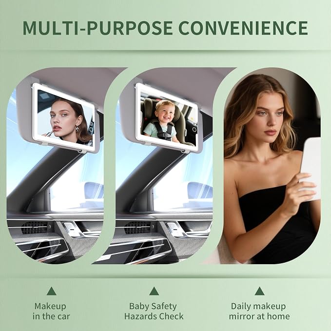 2 Pcs Car Sun Visor Vanity Mirror, Dimmable Rear View Visor Makeup Mirror - Image 5
