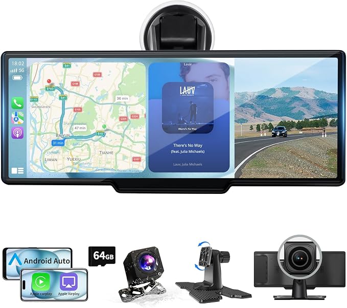 10.26" Wireless Carplay Screen, Portable Car Play & Android Auto Screen by Veralady