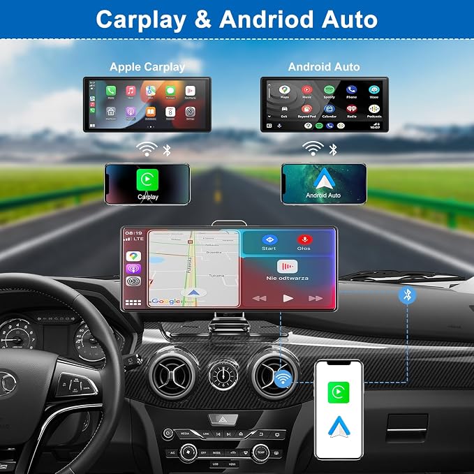 Carplay Screen for Car, 10.26" HD IPS Wireless Portable car Stereo for Apple - Image 3