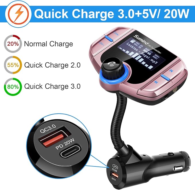 Upgraded Bluetooth FM Transmitter, Wireless Radio Adapter Hands Free Car Kit - Image 4